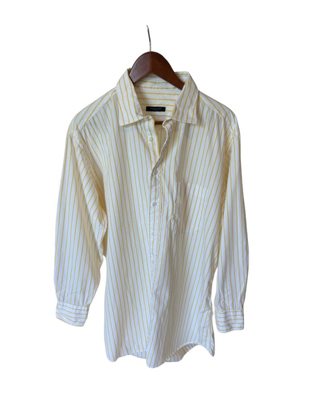 Burberry Long Sleeve Button Down 100% Cotton - Yellow Stripes